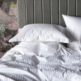 Постельное белье белое в полоску - комплект как в отеле Stripe Palette Grass евро | семейный