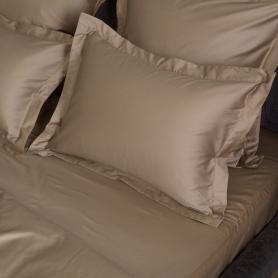 Постельное белье бежевое премиум сатин Caramel Beige Allure Grass Карамельно-бежевый - 100% египетский хлопок