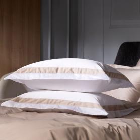 Наволочки с широкой отделкой (50х70 - 2 шт.) Alpine Nude Pink Allure Grass - Белый / Розовато-бежевый с жемчужным блеском