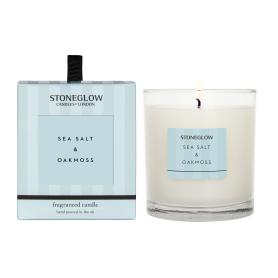 Свеча ароматическая в подарочной упаковке Морская соль и белый мох | Sea Salt & Oakmoss Stoneglow - 40ч.