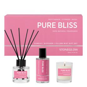 Подарочный Арома набор диффузор, свеча и спрей для белья Pure Bliss Чистое блаженство - Петтигрейн | Кипарис | Базилик