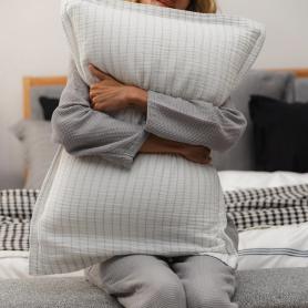 Наволочка из муслина мягкая 50х70 Gauze Striped - Бело-серая