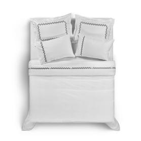Пододеяльник морской с вышивкой Волна 240х220 Wave Sateen - Белый / Темно-серый