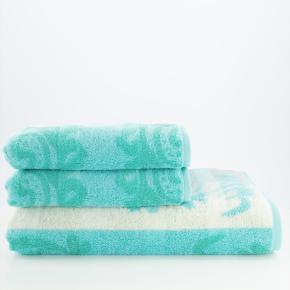 Полотенце дорогое жаккардовое махровое 80х150 Cawo Noblesse Cashmere Jacquard 1057 14 - Бирюзовое