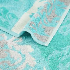 Полотенце хлопок 100% жаккардовое махровое 80х150 Cawo Noblesse Cashmere Jacquard 1057 14 - Бирюзовое