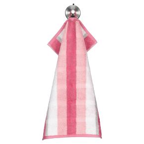 Полотенце в полоску махровое 30х50 Cawo Noblesse Stripe 1087 22 - Розовое