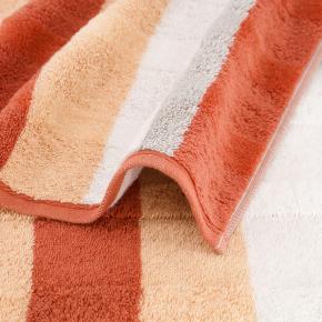 Полотенце в яркую полоску махровое 80х150 Cawo Noblesse Stripe 1087 33 - Оранжевое