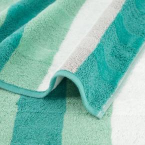Полотенце в яркую полоску махровое 30х50 Cawo Noblesse Stripe 1087 44 - Изумрудное