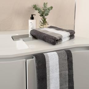 Полотенце хлопковое в полоску махровое 50х100 Cawo Noblesse Stripe 1087 77 - Серое