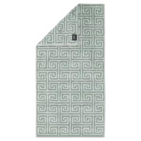 Полотенце дорогое греческий узор махровое немецкое 50х100 Cawo Noblesse Elegance Allover 1088 44 - Зеленое