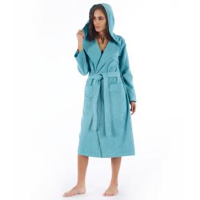Халат махровый тонкий с капюшоном Meyzer L/XL - Бирюзовый