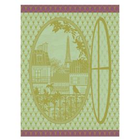 Полотенце для посуды 60х80 Fenetre sur Paris - Зеленое от Le Jacquard Francais (Жаккард Франсе)