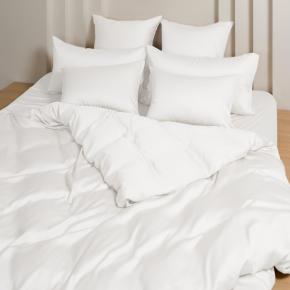 Постельное белье Премиум сатин евро (200х220; 50х70 - 2 шт; 240х260)Arctic White Brilliant Grass - Белое от German Grass