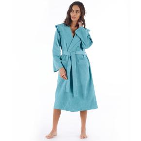 Халат махровый тонкий с капюшоном Meyzer L/XL - Бирюзовый