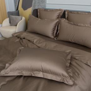 Постельное белье евро хлопковое (200х220; 70х70 - 2 шт; 160х200х40) Brownie Allure Grass 100% Египетский хлопок - Молочный шоколад