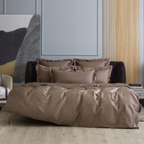 Постельное белье хлопок сатин евро (200х220; 50х70 - 2 шт; 180х200х40)  Brownie Allure Grass - Молочный шоколад 100% египетский хлопок