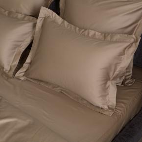 Простыня дорогая премиум (240х260) Caramel Beige Allure Grass 100% Египетский хлопок - Карамельно-бежевый