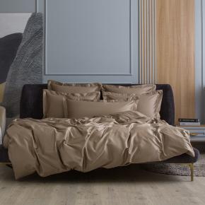 Постельное белье евро хлопковое (200х220; 70х70 - 2 шт; 180х200х40) Caramel Beige Allure Grass - Карамельно-бежевый