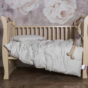 Одеяло детское пуховое премиум в кроватку 100х150 Baby Platinum Grass 100% пух серый - всесезонное