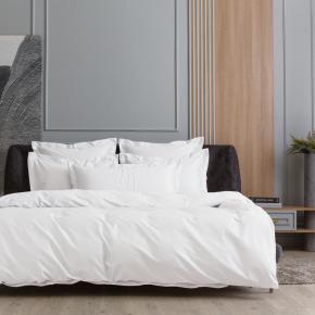 Простыня на резинке сатин премиум (200х200х40) Satin Allure Grass 100% Египетский хлопок - Снежно-белая