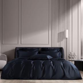 Простыня премиум класса на резинке (200х200х40) Dark Onyx Allure Grass - Черный с синеватым отливом