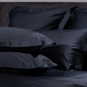 Простыня дорогая на резинке (160х200х40) Dark Onyx Allure Grass - Черный с синеватым отливом