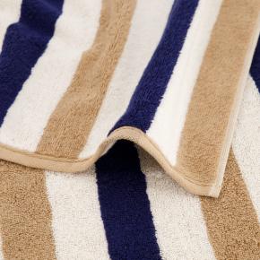 Полотенце из Германии полосатое махровое 70х140 Cawo Coast Stripes 6213 31 - Синий / Бежевый