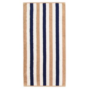 Полотенце полосатое махровое 50х100 Cawo Coast Stripes 6213 31 - Синий / Бежевый