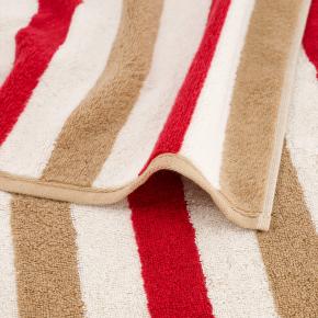 Полотенце полосатое махровое 50х100 Cawo Coast Stripes 6213 32 Красный / Бежевый