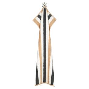 Полотенце в яркую полоску махровое 50х100 Cawo Coast Stripes 6213 37 - Серый / Бежевый