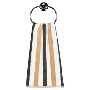 Полотенце полосатое махровое 50х100 Cawo Coast Stripes 6213 37 - Серый / Бежевый Германия