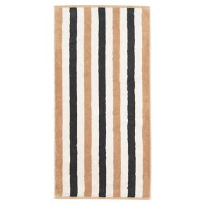 Полотенце полосатое махровое 50х100 Cawo Coast Stripes 6213 37 - Серый / Бежевый
