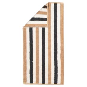 Полотенце элитное полосатое махровое 50х100 Cawo Coast Stripes 6213 37 - Серый / Бежевый