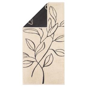 Полотенце премиум класса двухцветное с цветочным контуром 70х140 Atelier Floral 6239 37 - Бежевый
