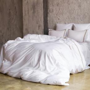 Постельное белье 200х220 Tyrol Noble Canvas Grass - без простыни белый с бежевым кружевом