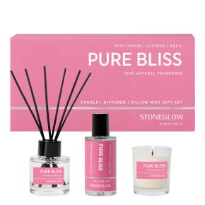 Подарочный Арома набор диффузор, свеча и спрей для белья Pure Bliss Чистое блаженство - Петтигрейн | Кипарис | Базилик