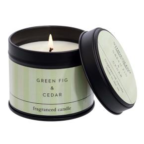 Свеча в жестяной баночке ароматическая Зеленый Инжир и Кедр | Green Fig & Cedar Stoneglow  - 25 ч.