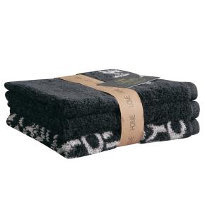 Комплект махровых полотенец для рук Любовь и Дом Love Home (30x30 - 3 шт.) Cawo Minis Mix 9909 97 - Черный