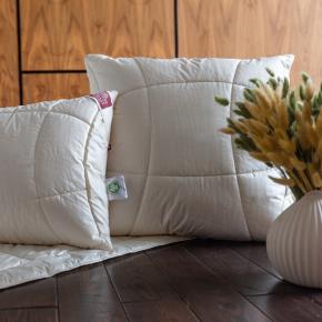 Подушка стеганая 70х70 Organic Cotton Grass  лён / хлопок - регулируемая (1100 гр.)