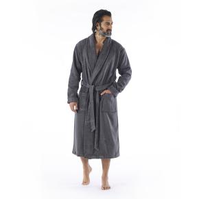 Халат банный махровый шелковистый Ash L/XL хлопок с модалом - Темно-серый