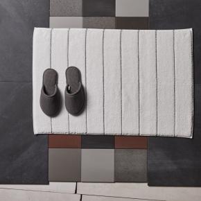 Коврик махровый в полоску для ванны 60х95 Cozy - Белый / Темно-серый - Фото 2