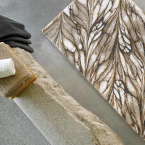 Коврик в бежевых тонах с переливами махровый для ванны 70х120 Diane (Диана) 800 - Золото с блестками