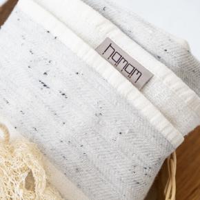 Полотенце Hamam в крапинку двустороннее (гладкотканое / махра) 50х100 Estiva - Слоновая кость / Серый