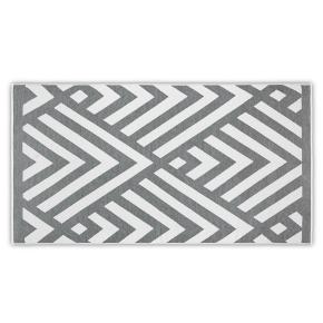 Полотенце пляжное двусторонне махровое / гладкотканое Геометрия 100х180 Geometric - Белый / Льняной