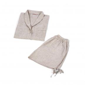 Комплект женский с шортами и рубашкой Grain M 100% лен - Дым - Фото 2