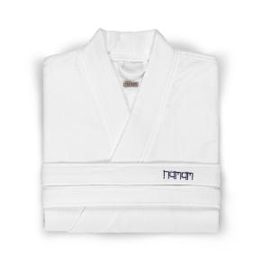 Халат внутри махровый снаружи гладкотканный в полоску Marine Stiped S/M - Белый / Синий