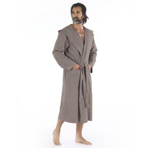 Халат легкий с капюшоном Ash Light Hooded S/M хлопок с модалом - Коричневый меланж