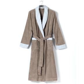 Халат махровый с длинным рукавом хлопок со льном Hampton S/M - Дым / Голубой