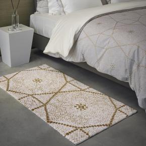 Коврик с золотым орнаментом греческим махровый для ванны 70х140 Kery (Кери) 800 - Золото с блестками