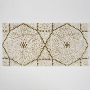 Коврик элитный с золотым орнаментом греческим махровый для ванны 70х140 Kery (Кери) 800 - Золото с блестками